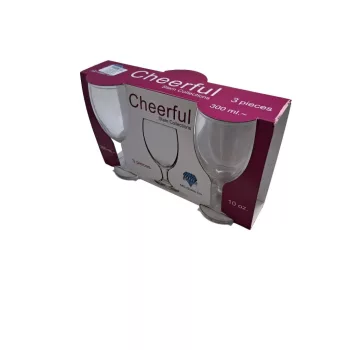   3 darabos talpas boros pohár szett üveg Cheerful (300 ml-es)
