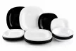Luminarc Carine Neo Black & White 18 részes étkészlet 6 személyre fekete-fehér edzett üveg