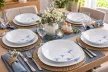 Banquet Blue Daisy 18 részes porcelán étkészlet 6 személyre kék-lila virágmintás