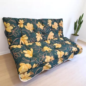  Hintaágy párna 170 cm 3 részes Zöld sárgavirágos mintával