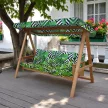Hintaágy párna 130 cm 3 részes fekete csíkos zöld leveles mintával