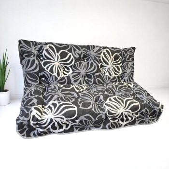   Hintaágy párna 130 cm 2 részes Fekete fehérvirágos mintával