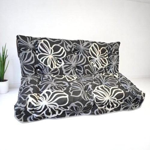 Hintaágy párna 130 cm 2 részes Fekete fehérvirágos mintával