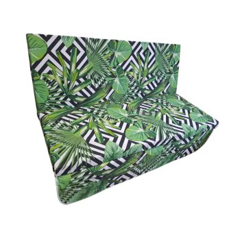   Hintaágy párnalap 150 cm 3 részes fekete csíkos zöld leveles mintával