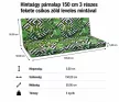 Hintaágy párnalap 150 cm 3 részes fekete csíkos zöld leveles mintával