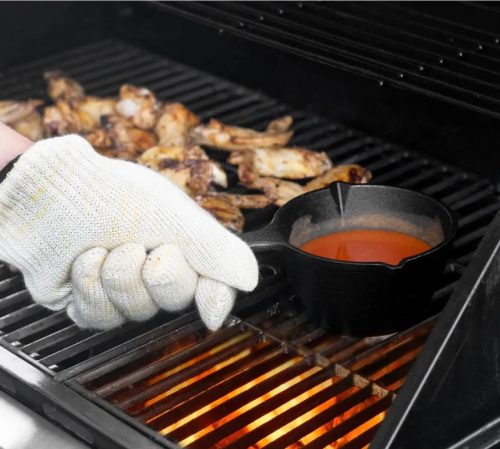 0,5 literes öntöttvas BBQ Szószos lábas szilikon ecsettel 12x6,5cm