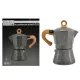 3 személyes Alumínium kávéfőző fa hatású nyéllel, szürke színben