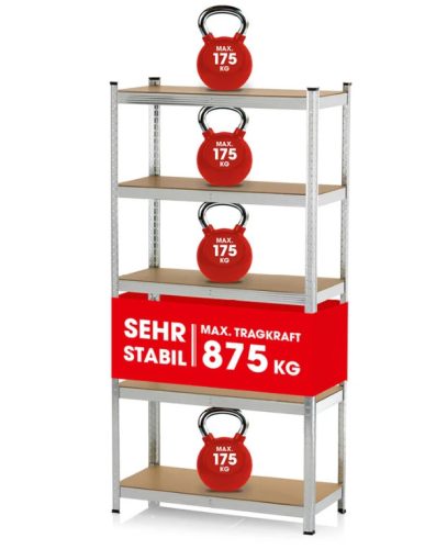 EASYMAXX MAGAS TEHERBÍRÁSÚ POLC, 5 FAPOLCCAL