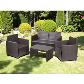   LIPARI Rattan kerti bútor szett párnával Antracit 79x131x61 cm