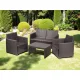 LIPARI Rattan kerti bútor szett párnával Antracit 79x131x61 cm