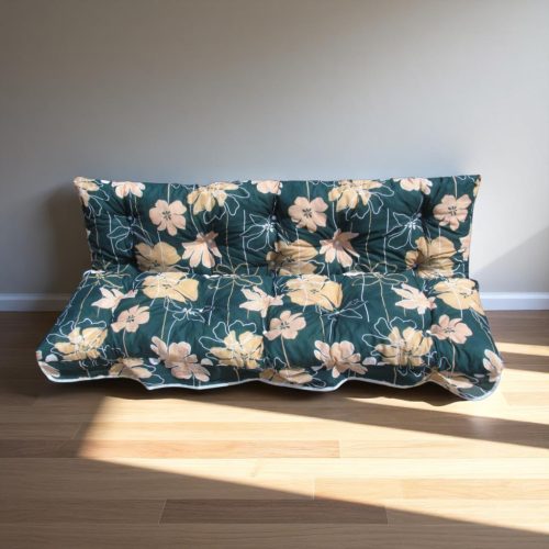 Hintaágy párna 170 cm 3 részes mélyzöld vanília virágos mintával