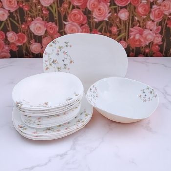 20 részes szögletes opál étkészlet apró virágos