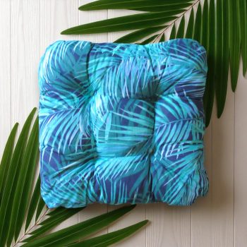   Ülőpárna "PUFFY" 38x38x8 cm kékeszöld mexikói pálmaleveles