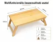 Multifunkcionális összecsukható reggeliző laptop asztal 23x55x34 cm natúr