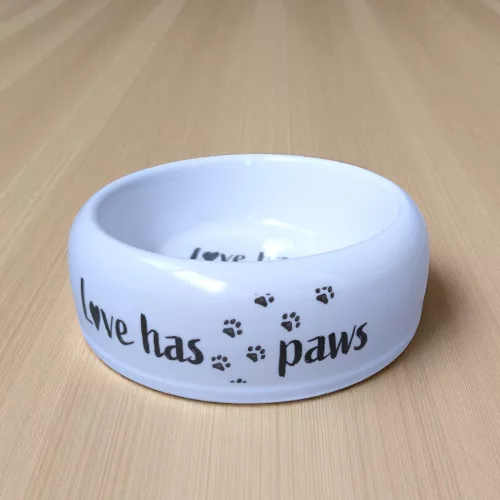 Kisállat etető tál 18 cm-es, 400 ml ─ Love has paws felirattal