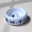 Macska etető tál 18 cm-es, 400 ml ─ Lazy and always hungry feliratos, macska mintás