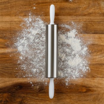   Fém nyújtófa/sodrófa műanyag fogantyúval 24 cm - törtfehér