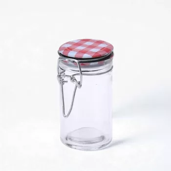 Tároló üveg csatos tetővel 8,5x4,5 cm - henger