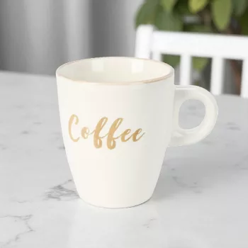   Kávésbögre 'Coffee' felirattal - 220 ml, krémfehér színben