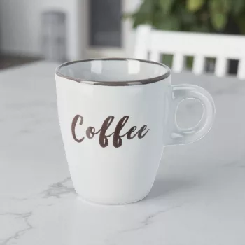   Kávésbögre 'Coffee' felirattal - 220 ml, szürke színben
