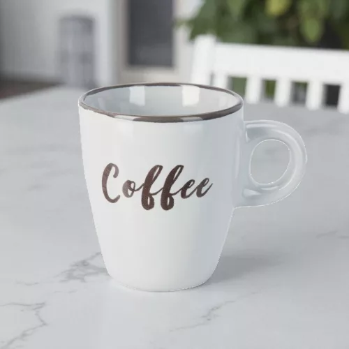 Kávésbögre 'Coffee' felirattal - 220 ml, szürke színben