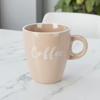   Kávésbögre 'Coffee' felirattal - 220 ml, bézs színben