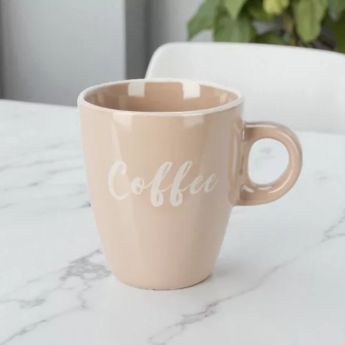 Kávésbögre 'Coffee' felirattal - 220 ml, bézs színben