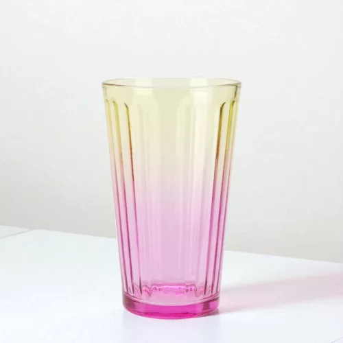 Ombre színes üvegpohár 470 ml - sárga-rózsaszín