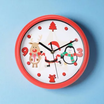   Karácsonyi falióra - Pingvin, rénszarvas és télapó mintás