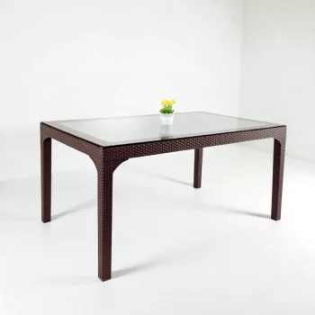 BOJTA üveglapos asztal 90x150 cm - barna színben