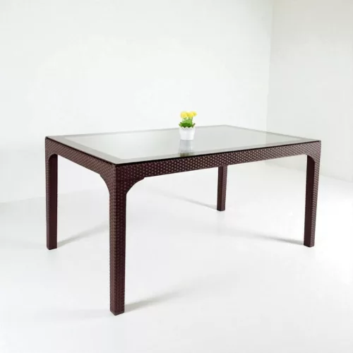 BOJTA üveglapos asztal 90x150 cm - barna színben