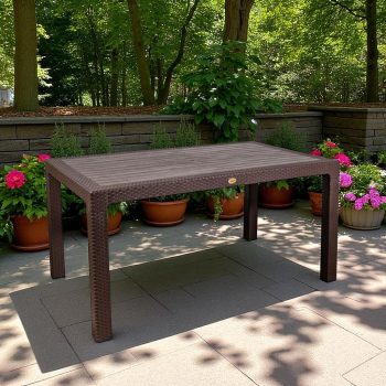 Rattan kerti asztal 150x90 cm - barna színben