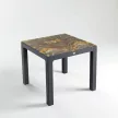 Rattan kerti asztal színes üveggel 90x90 cm - antracit színben