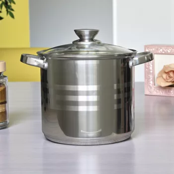Fazék üveg fedővel, rozsdamentes acél, 7,2 L, 22 cm