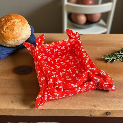 Kenyérkosár szett piros színben