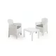 AKITA Balkon kerti garnitúra szett fehér rattan hatású asztal 59x46x40 cm 2 db fotel 59x57x85,5 cm