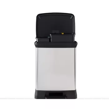   Curver Duo Deco pedálos szelektív szemetes 10+18 L 39x29x50,5 cm ezüst-fekete
