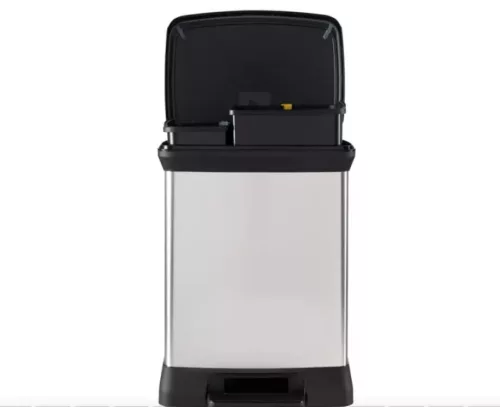 Curver Duo Deco pedálos szelektív szemetes 10+18 L 39x29x50,5 cm ezüst-fekete
