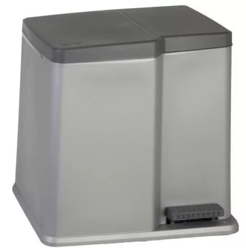 Curver Duo szelektív pedálos szemetes 15+6 L 40x30x39,8 cm szürke-sötét szürke