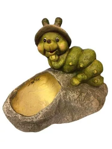 Dekor kő kaspó hernyóval
