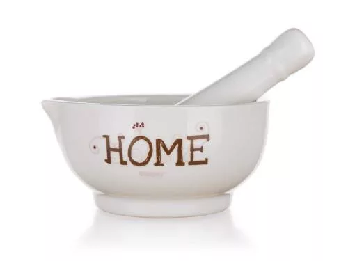 Mozsár HOME feliratú kerámia 6x11,5 cm
