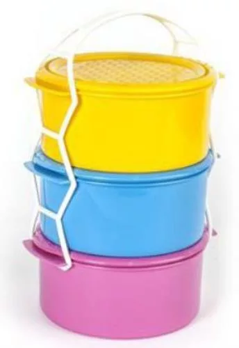 Ételhordó 3 részes színes műanyag 3x1,5 L