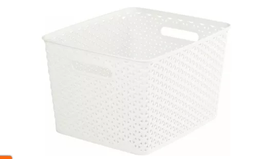 Kosár rattan hatású 18 L 35,5x30x22 cm fehér