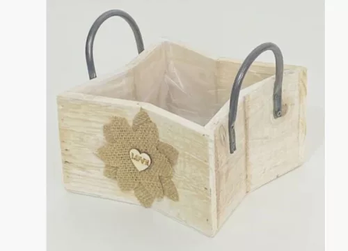Kaspó fa virág mintás csipkés masnival 19,5x19,5x10 cm