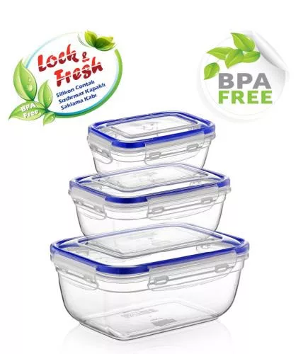 DÜNYA Ételtartó szögletes 3 db-os szett 400 ml 800 ml 1400 ml