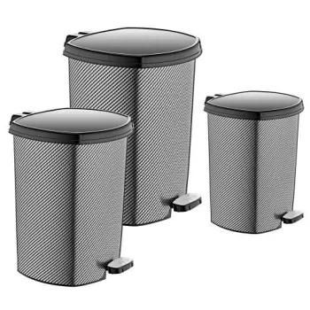 Pedálos szemetes 3 db-os szett szövött fém minta