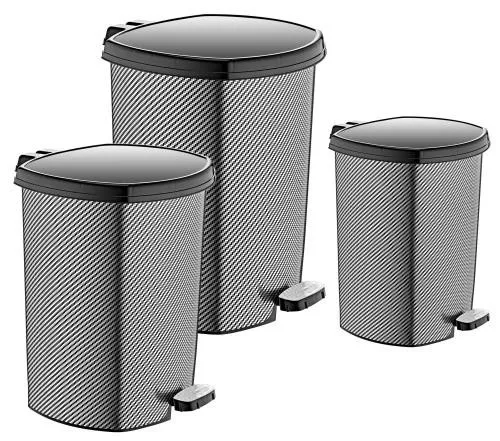 Pedálos szemetes 3 db-os szett szövött fém minta