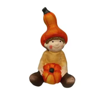 Őszi gyerekfigura tökkel 13 cm