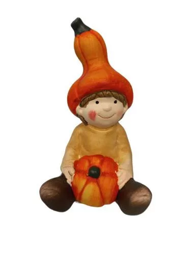 Őszi gyerekfigura tökkel 13 cm