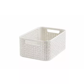   CURVER Rattan hatású műanyag kosár fehér S méret 28x12x19 cm